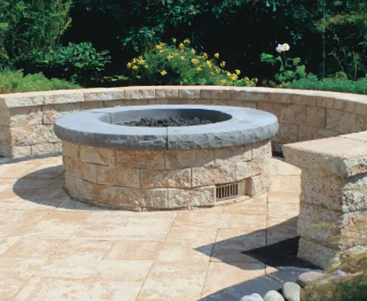 Rustic Stone Wood-Burning Fire Pit